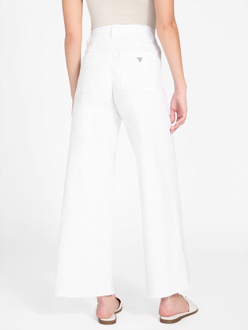 Sandra White High-Rise Wide Leg Jeans | GUESS Factory