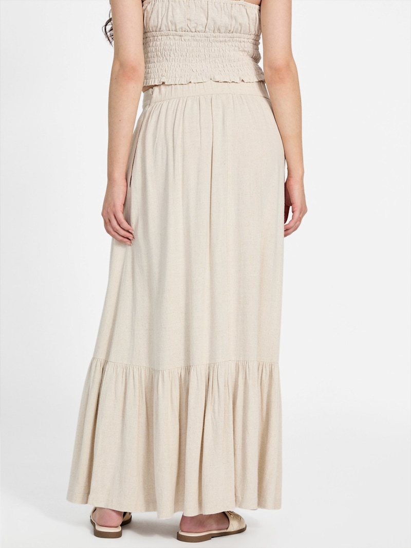 【COLOR iN ID】Linen skirt layered pants 100% LINEN MIDI SKIRT - Light ecru | ZARA Canada