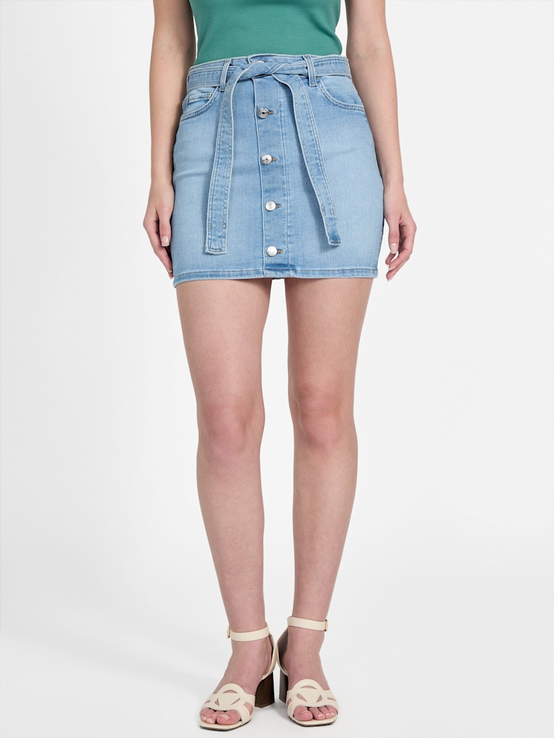 スカート GROVE MODE DENIM SKIRT (blue) ブルー（青）系 GROVE(グローブ) ミニスカート(レディース