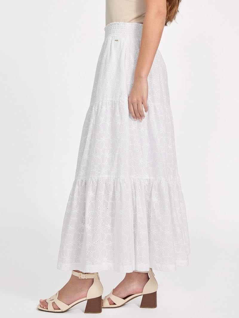 【WOOHWA】ROLL EYELET SKIRT ZW COLLECTION EMBROIDERED EYELET SKIRT - White | ZARA United