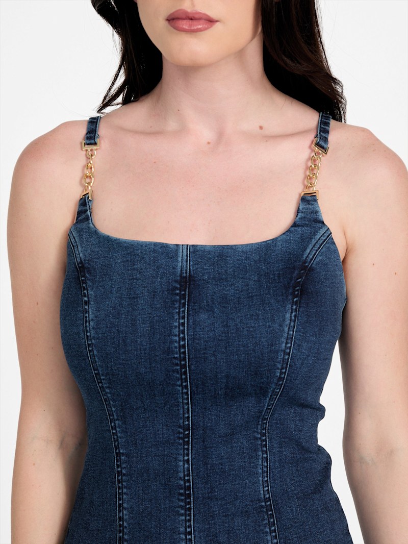 Eco Bailee Chain Denim Dress | GUESS Factory
