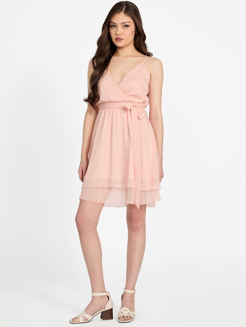 ルミニョン Candy check panel zip dress 【Pink】 Pink Gingham Checker V-Neck Sleeveless Side Zipper Mini