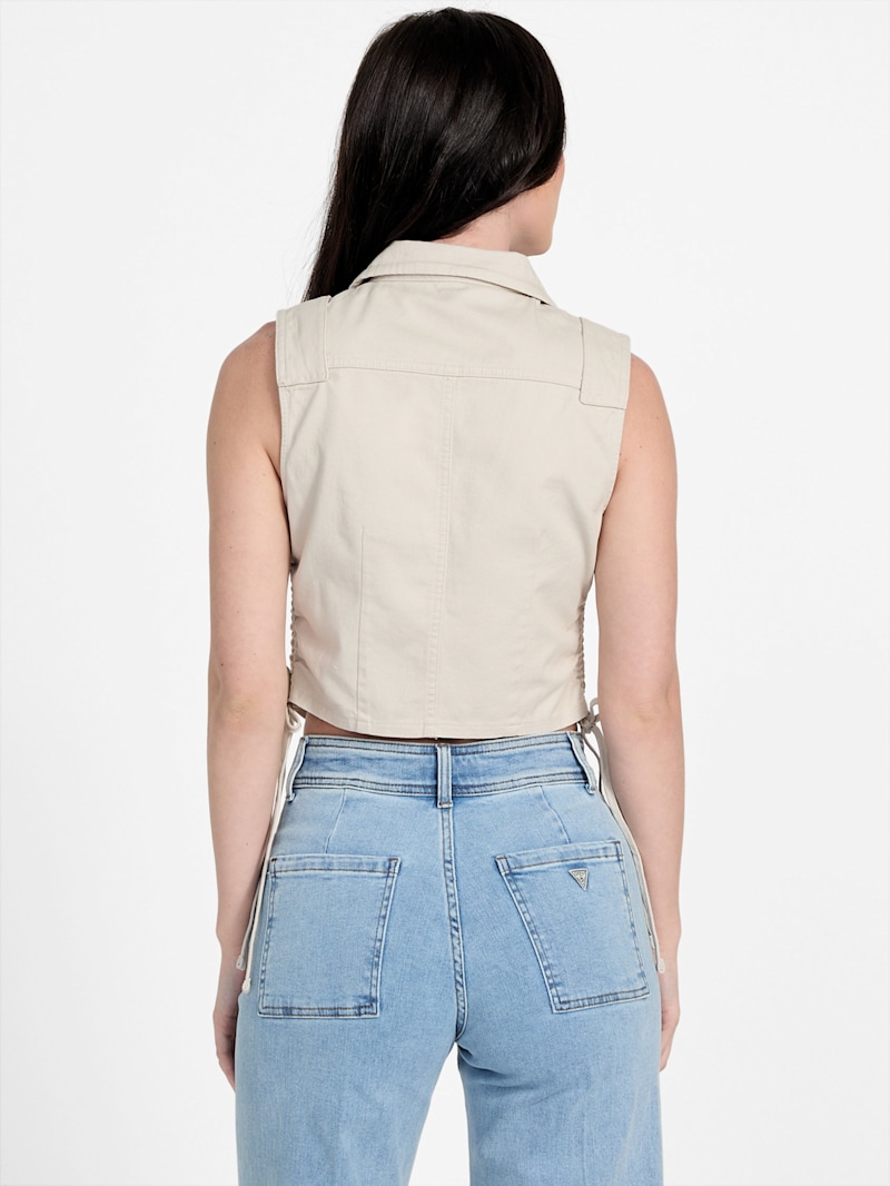 Niecy Twill Vest | GUESS Factory