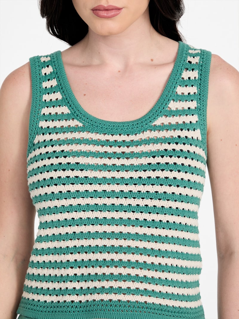 Eco Lulu Crochet Sweater Top | GUESS Factory