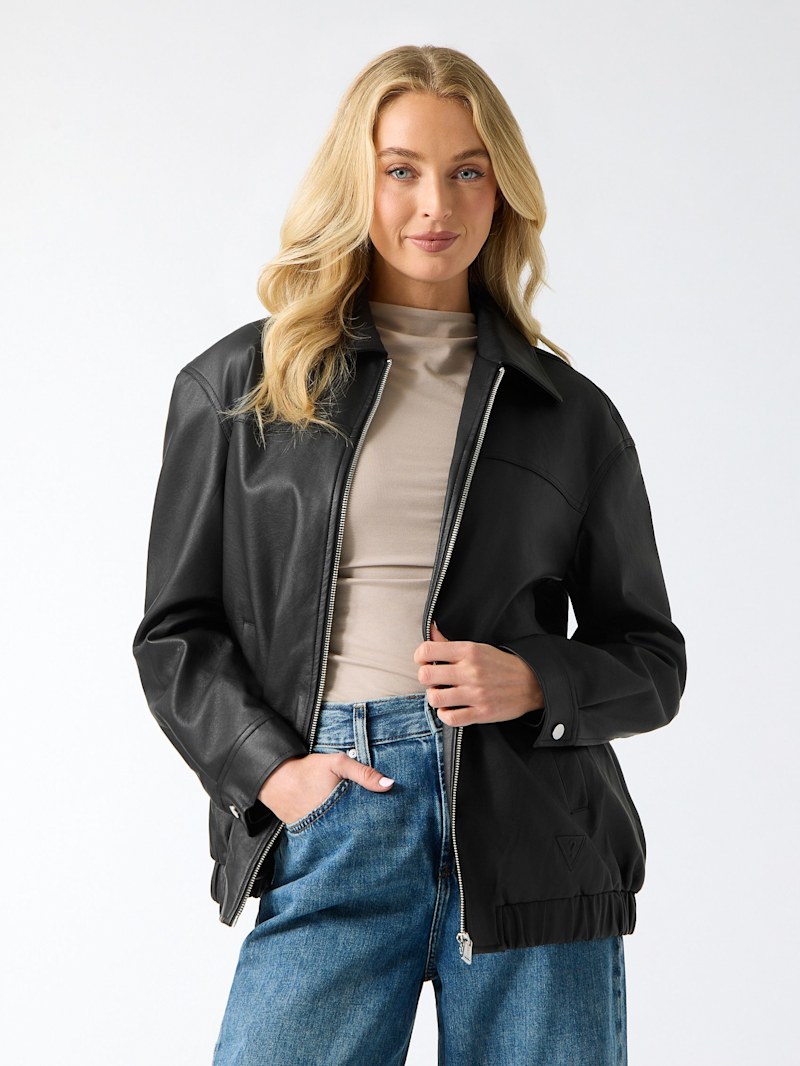 Quinn Faux-Leather Jacket | GUESS Factory