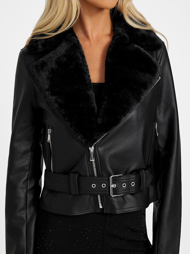 Capri Faux-Leather Moto Jacket | GUESS Factory