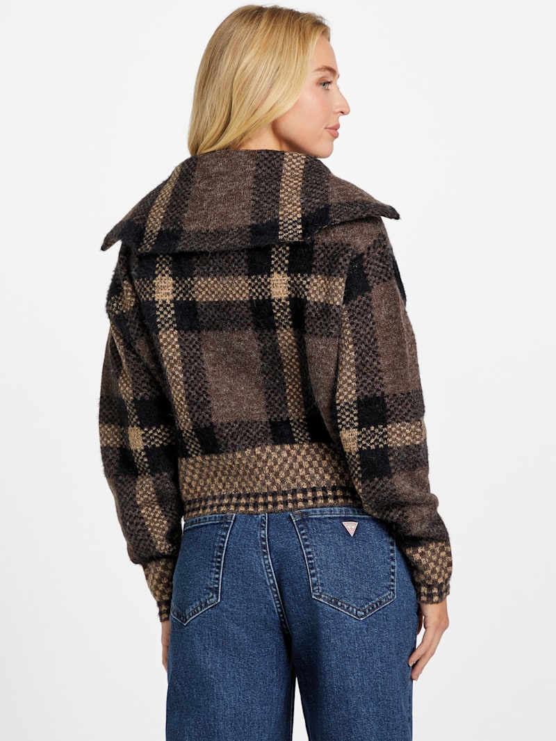 Liana Plaid Sweater Cardigan | GUESS Factory