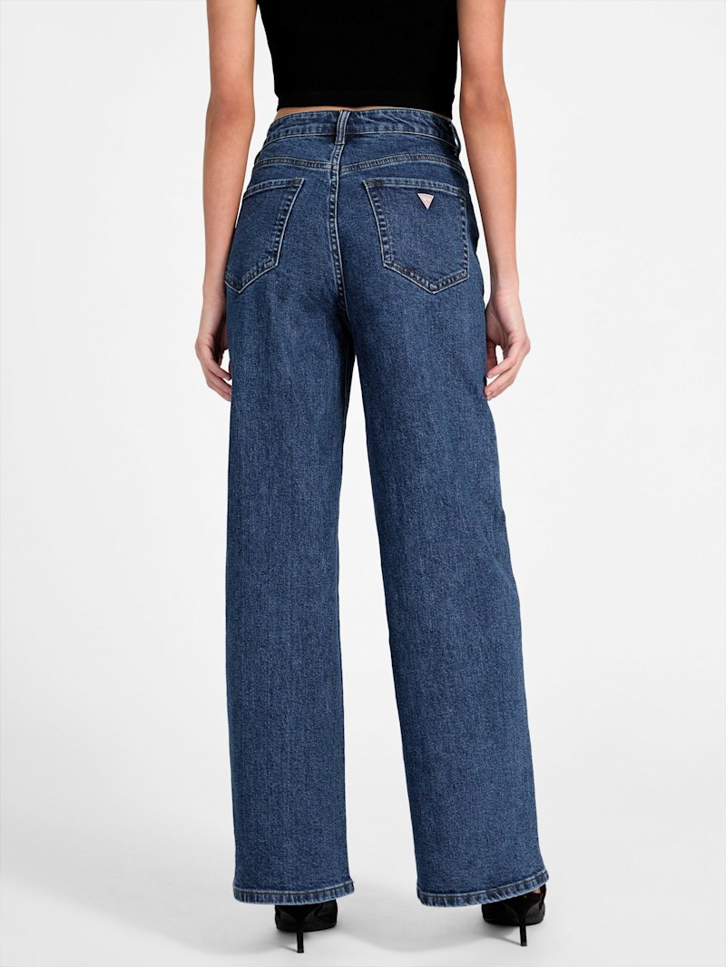 【MODERNIF】Dunce Wide Slit Denim Pants Generic Women's High Waisted Jeans 2024 Trendy Ripped