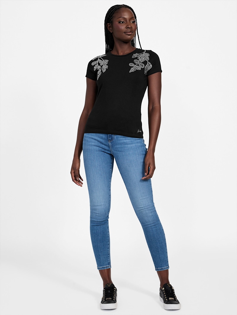 Julianne Floral Rhinestone Tee | GUESS Factory