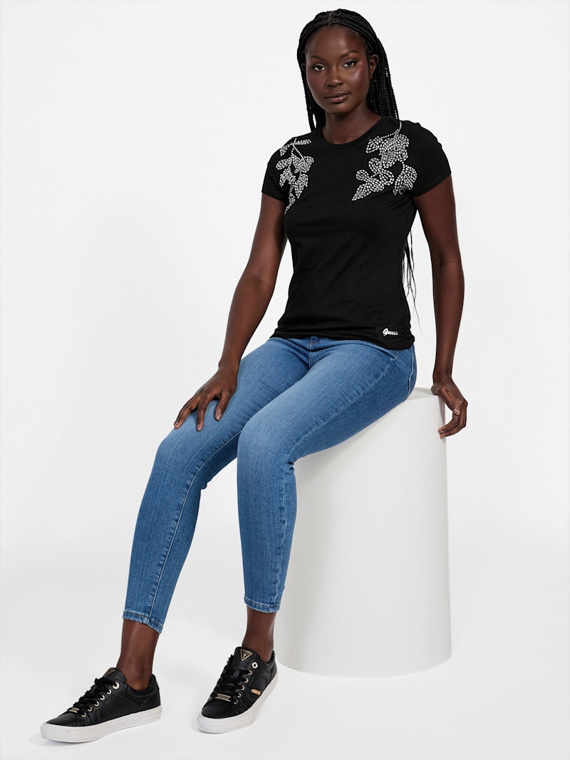 Julianne Floral Rhinestone Tee | GUESS Factory