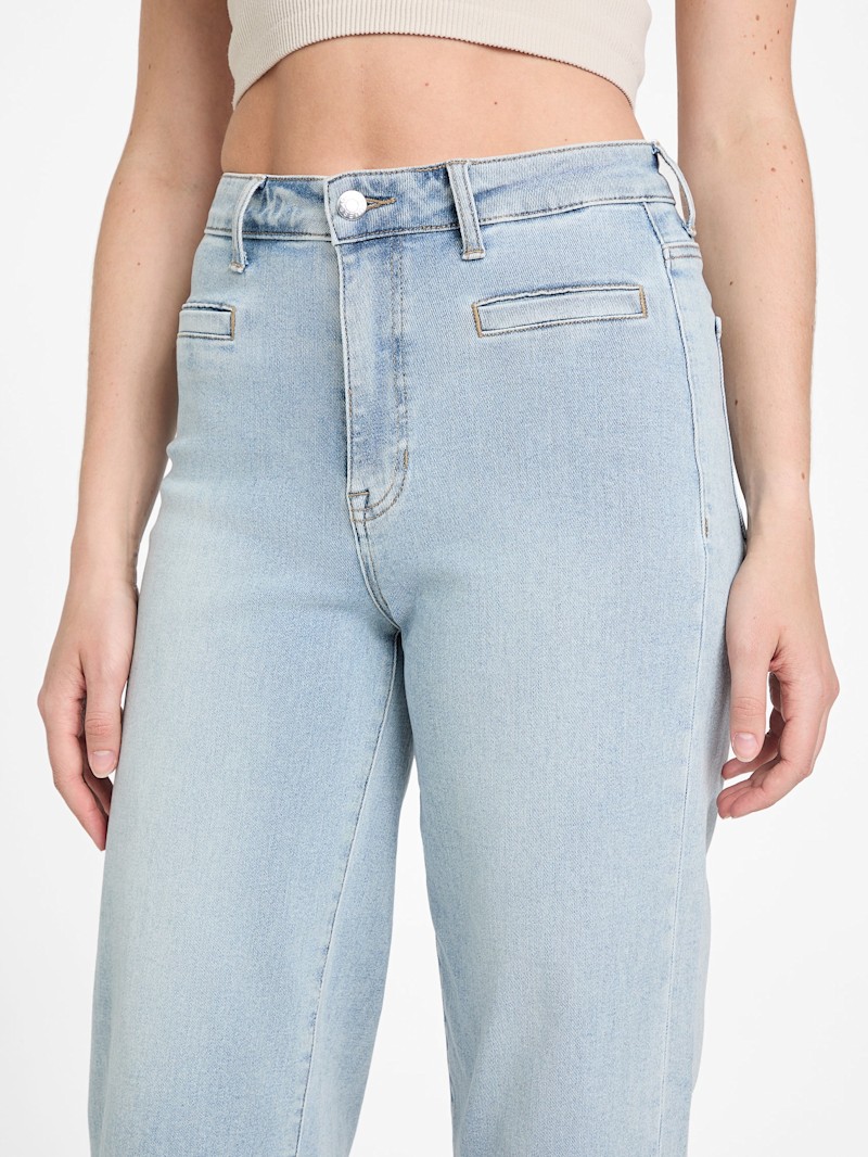 【VIVACIOUS】Cut-off Wide Denim Pants Adjustable Wide Jean