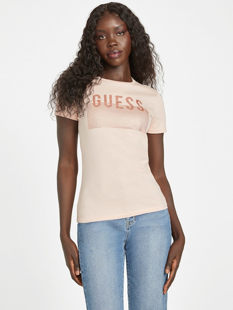 ◆sechan⚜◆ Lisey Rhinestone Logo Tee | GUESS Factory Ca