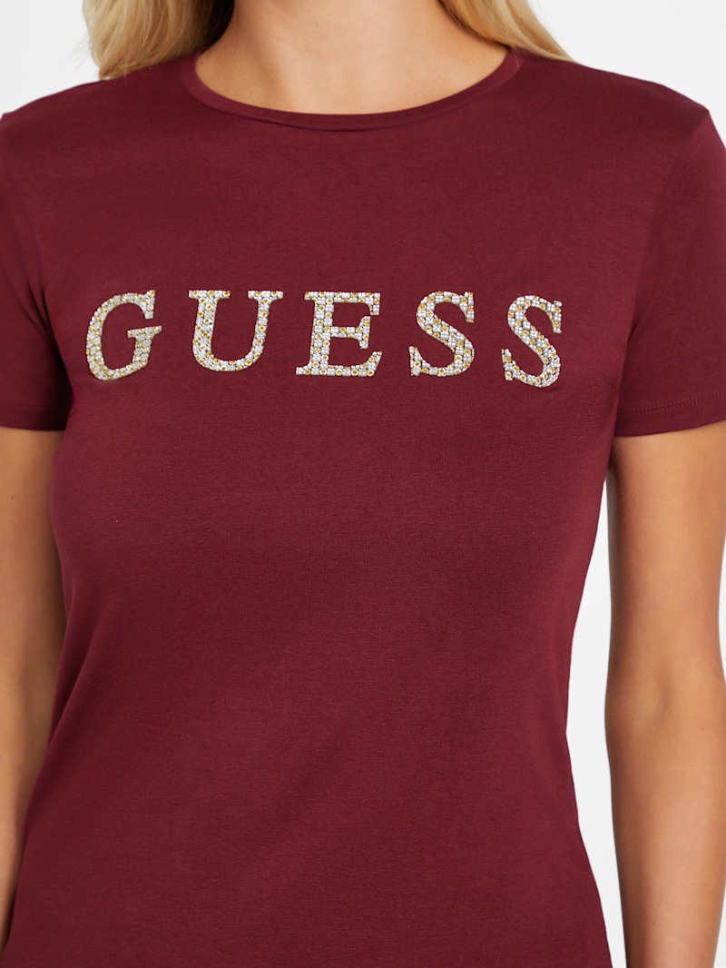 Peppa Rhinestone Logo Tee | GUESS Factory