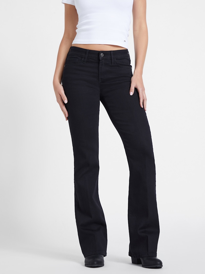【2plan】Cheek Black Washing Bootcut Denim Claire 01Low Bootcut Jeans Washed Black MADLADY