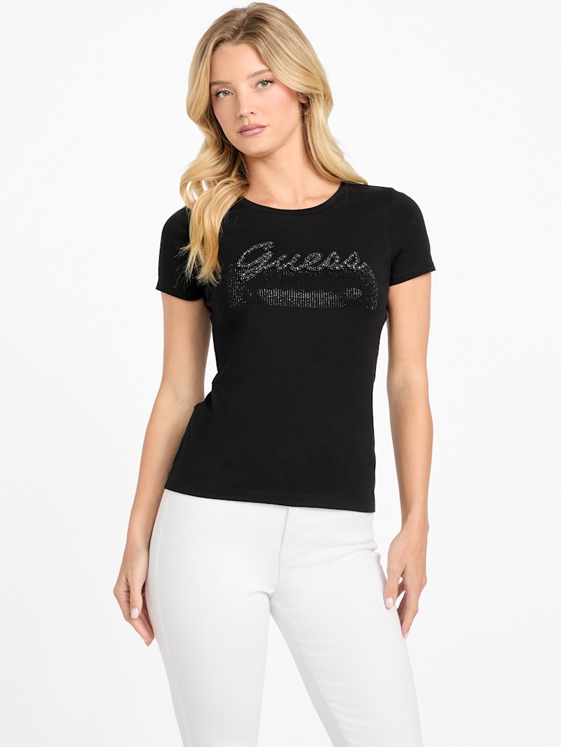 Eco Kaia Beaded Logo Tee | GUESS Factory