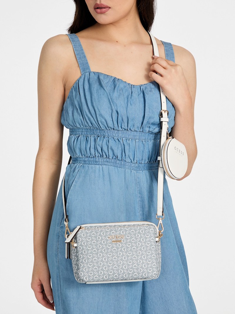 ★codegraphy★ WAVE logo symbol mini canvas crossbody bag 2c Aengus Logo Dual-Zip Mini Crossbody | GUESS Factory