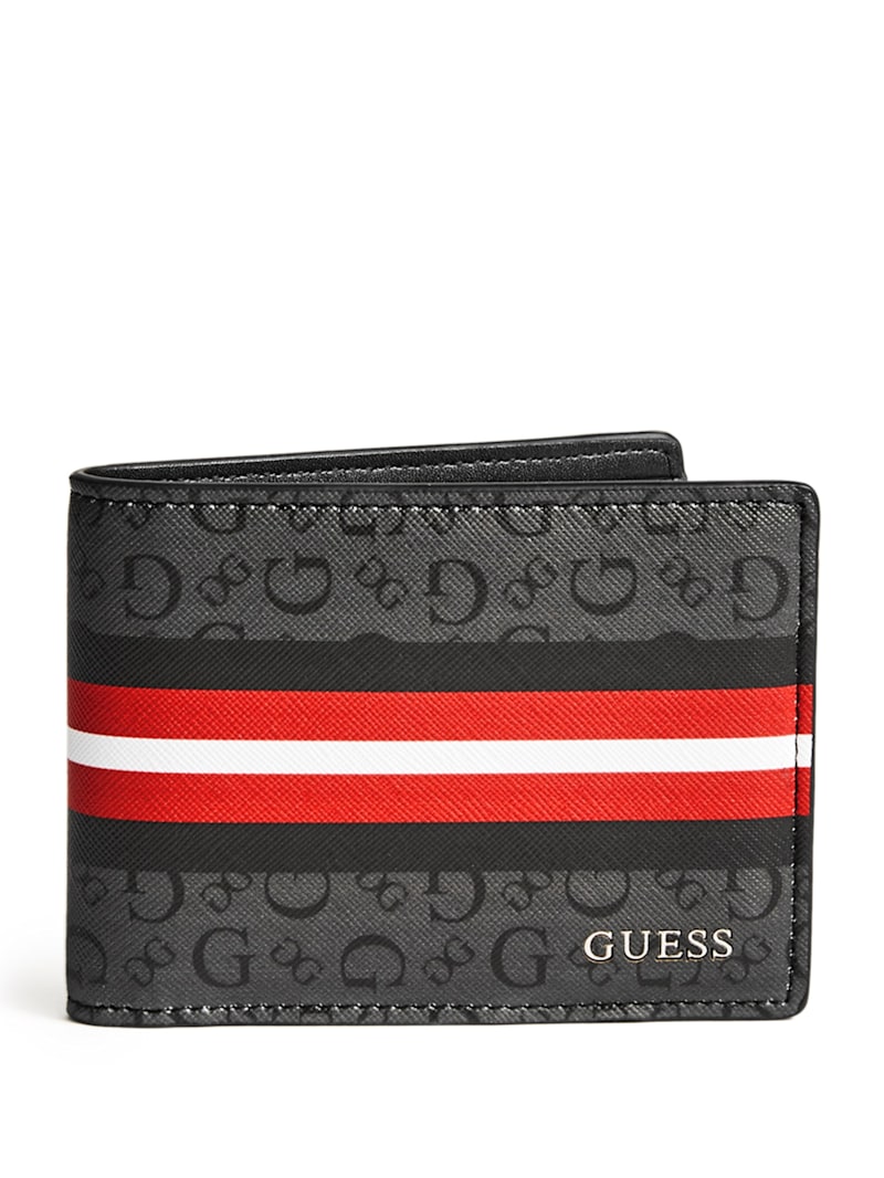 Slim Logo Striped Bifold Wallet | GUESS Factory