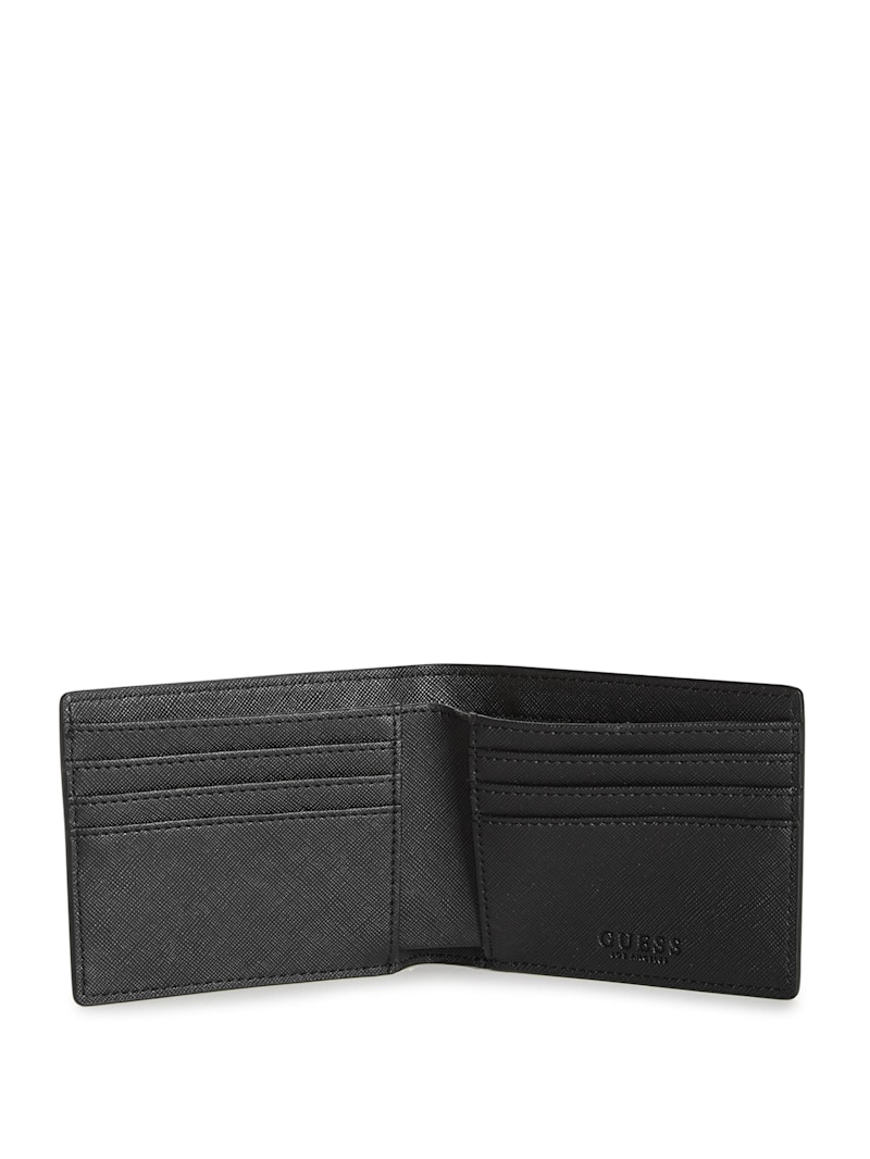 Crosshatched Faux-Leather Bifold Wallet | GUESS Factory