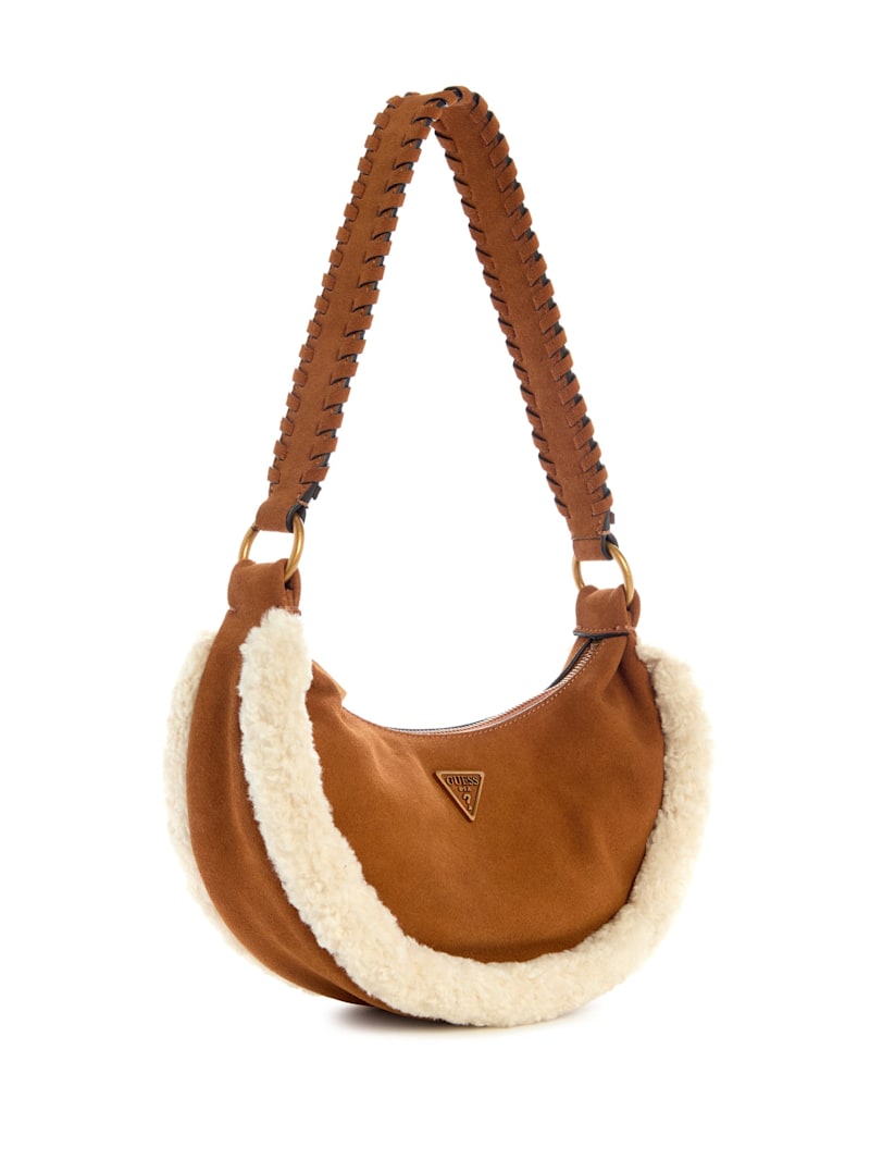 hobo-hobo123！♡ Amita Suede and Shearling Trim Hobo Bag | GUESS