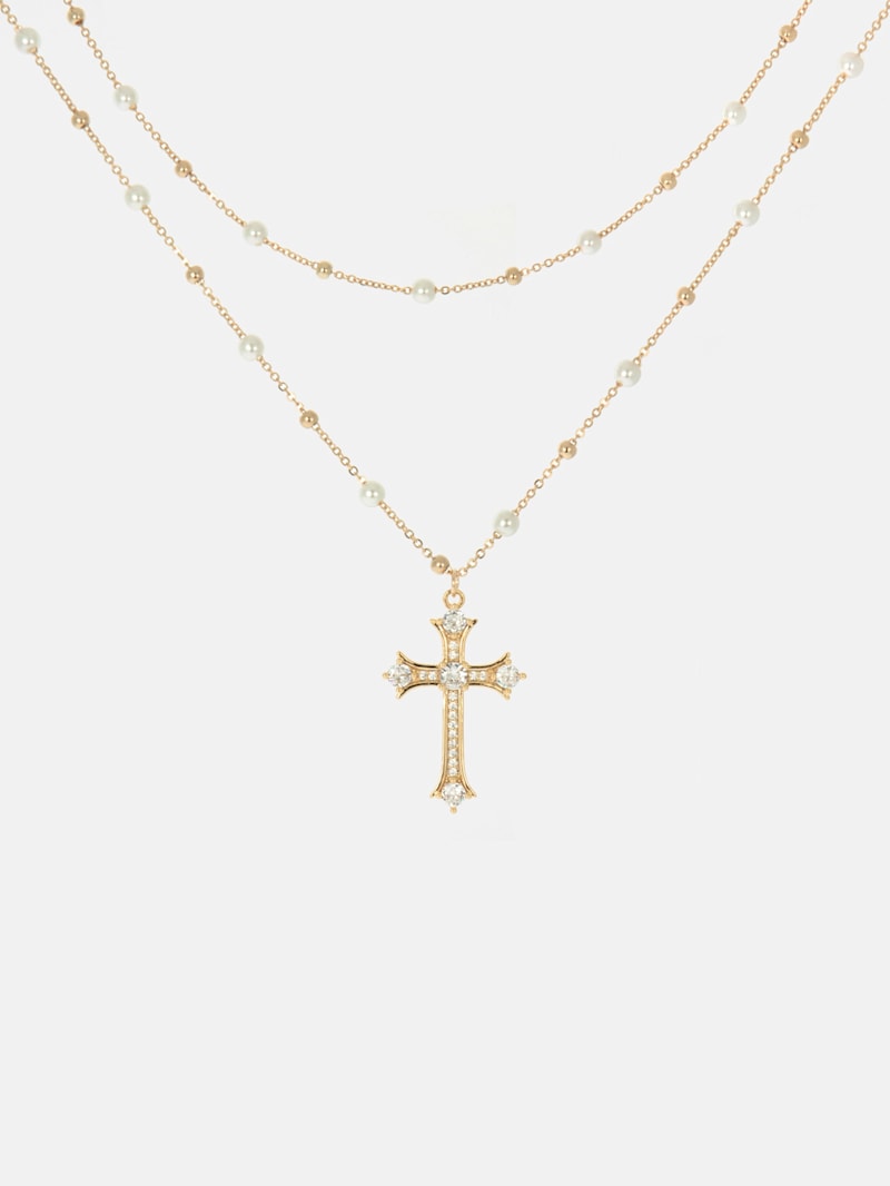 Cross Layered Chain Necklace | GUESS Factory
