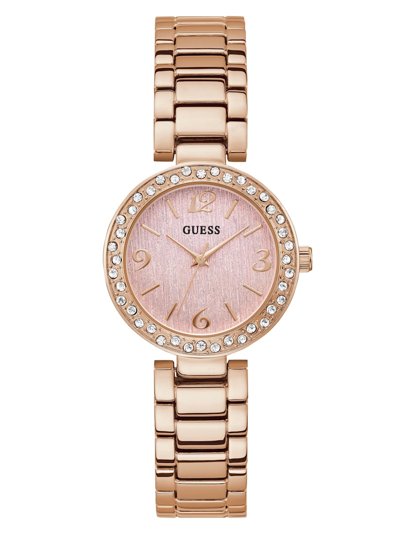 Rhinestone Rose Gold-Tone Analog Watch | GUESS Factory