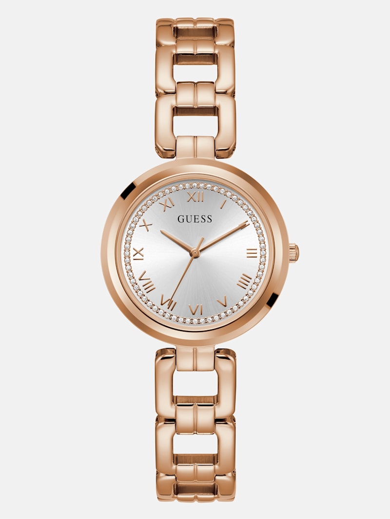 Rose Gold-Tone Round Analog Watch | GUESS Factory