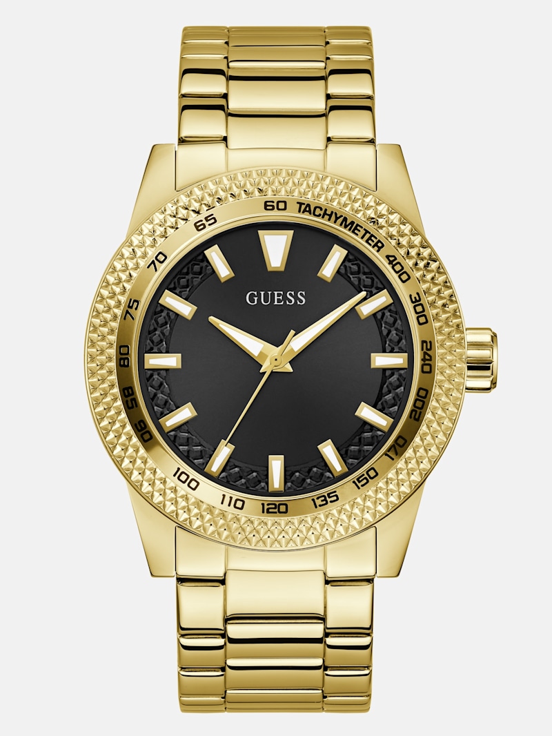 Gold-Tone and Black Analog Watch | GUESS Factory