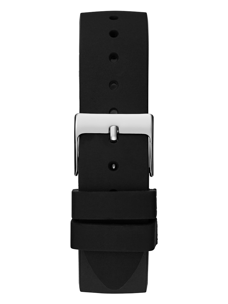 Black and Silver-Tone Analog Silicon Watch | GUESS Factory Ca