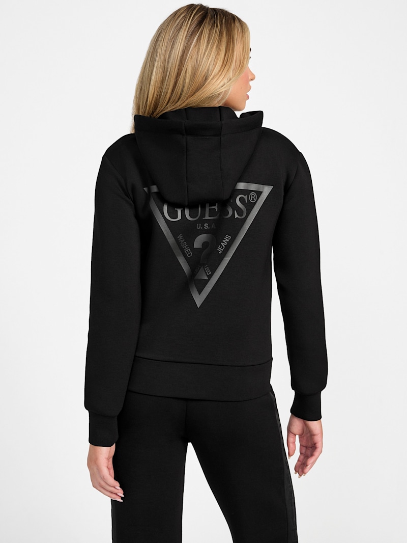 ゲス GUESS ALLIE Scuba Hoodie Zip Sweatshirt （JBLK） Eco Allie Scuba Zip Hoodie | GUESS
