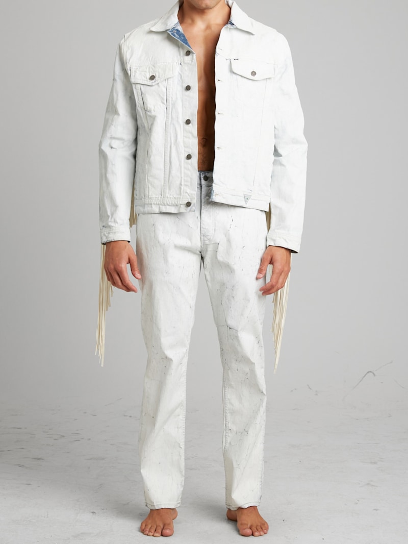 Painted Denim Fringe Jacket | GUESS