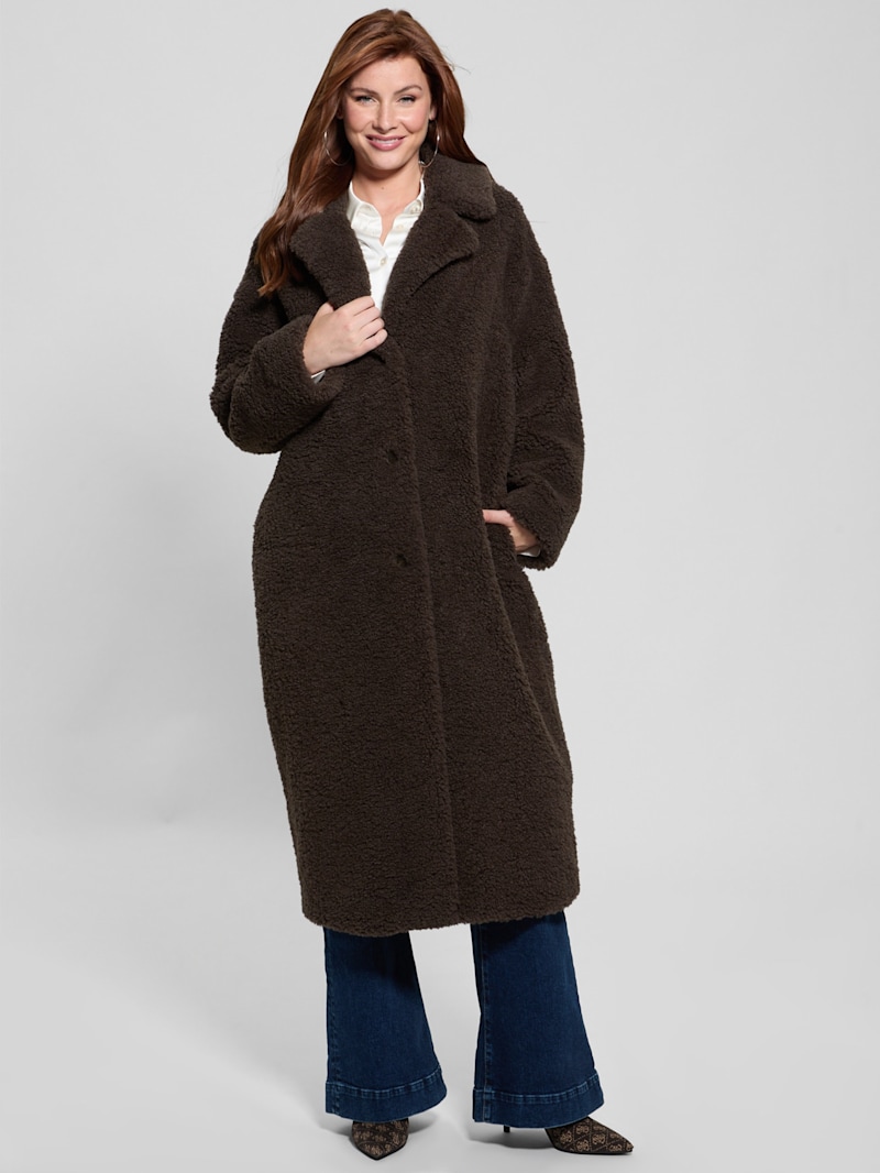 Eco Alina Teddy Longline Coat | GUESS Canada