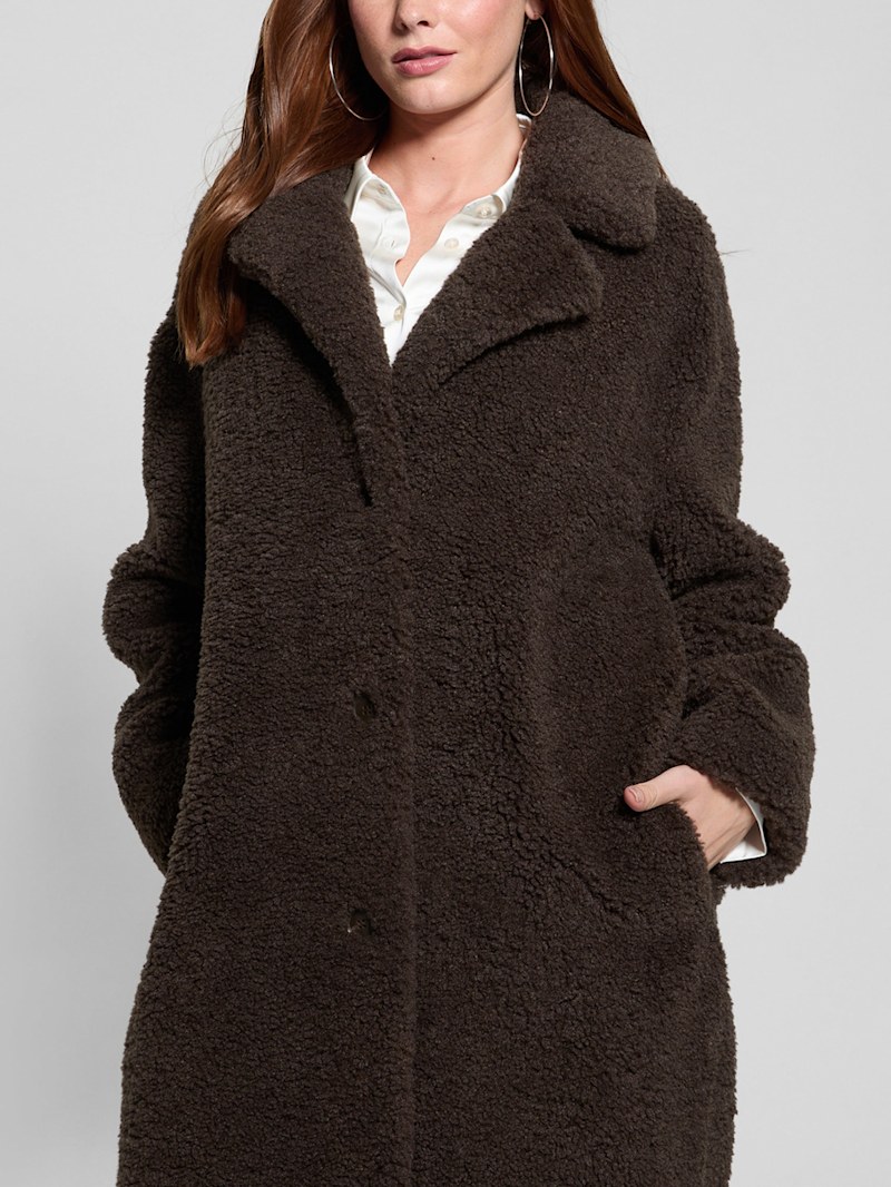 Eco Alina Teddy Longline Coat | GUESS Canada