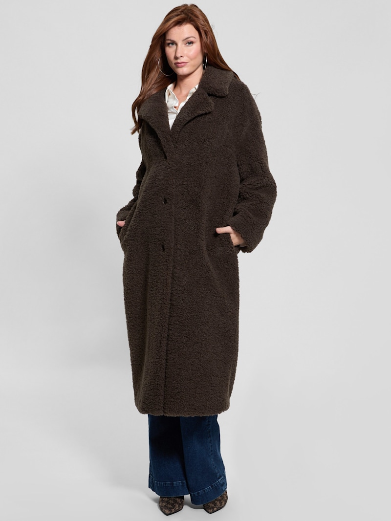 Eco Alina Teddy Longline Coat | GUESS Canada