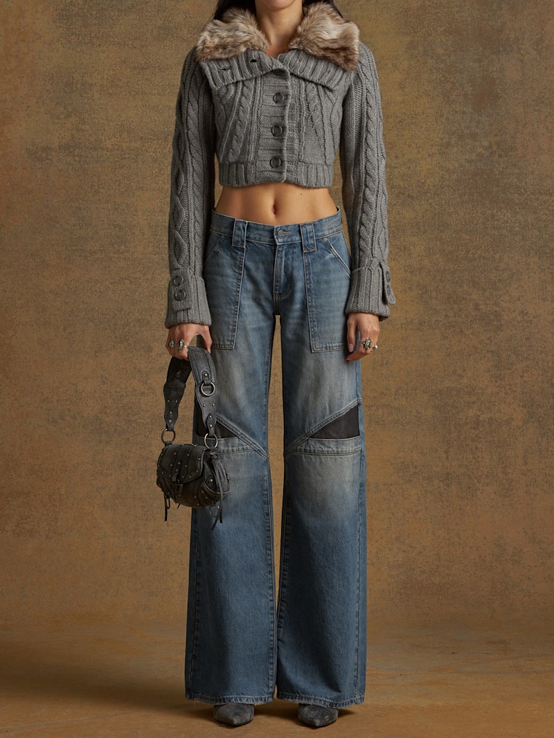 cable fur sweater | GUESS