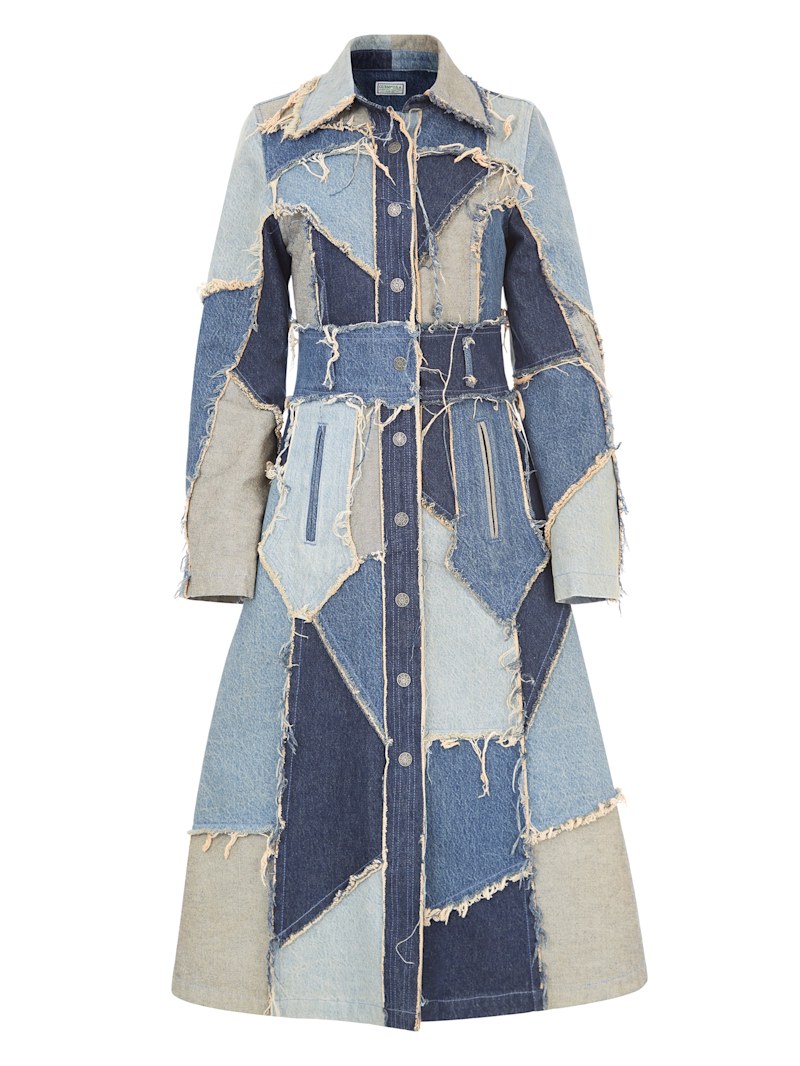 patchwork denim coat | GUESS