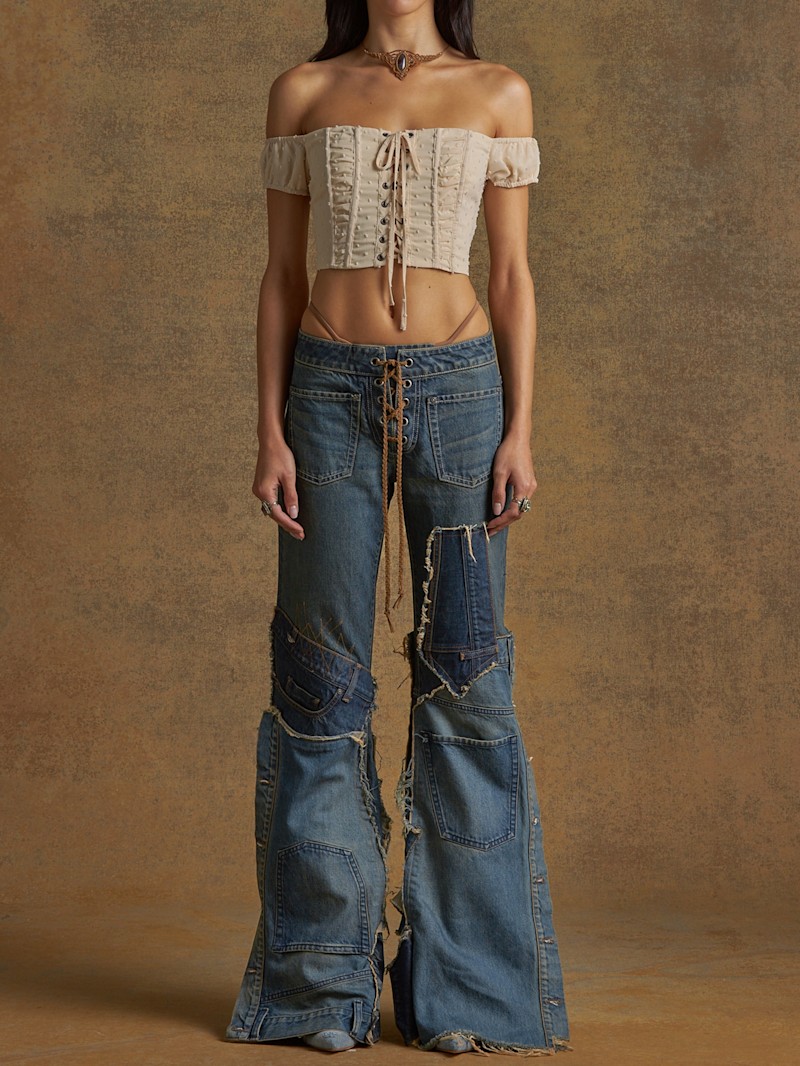 patchwork wide-leg jeans | GUESS
