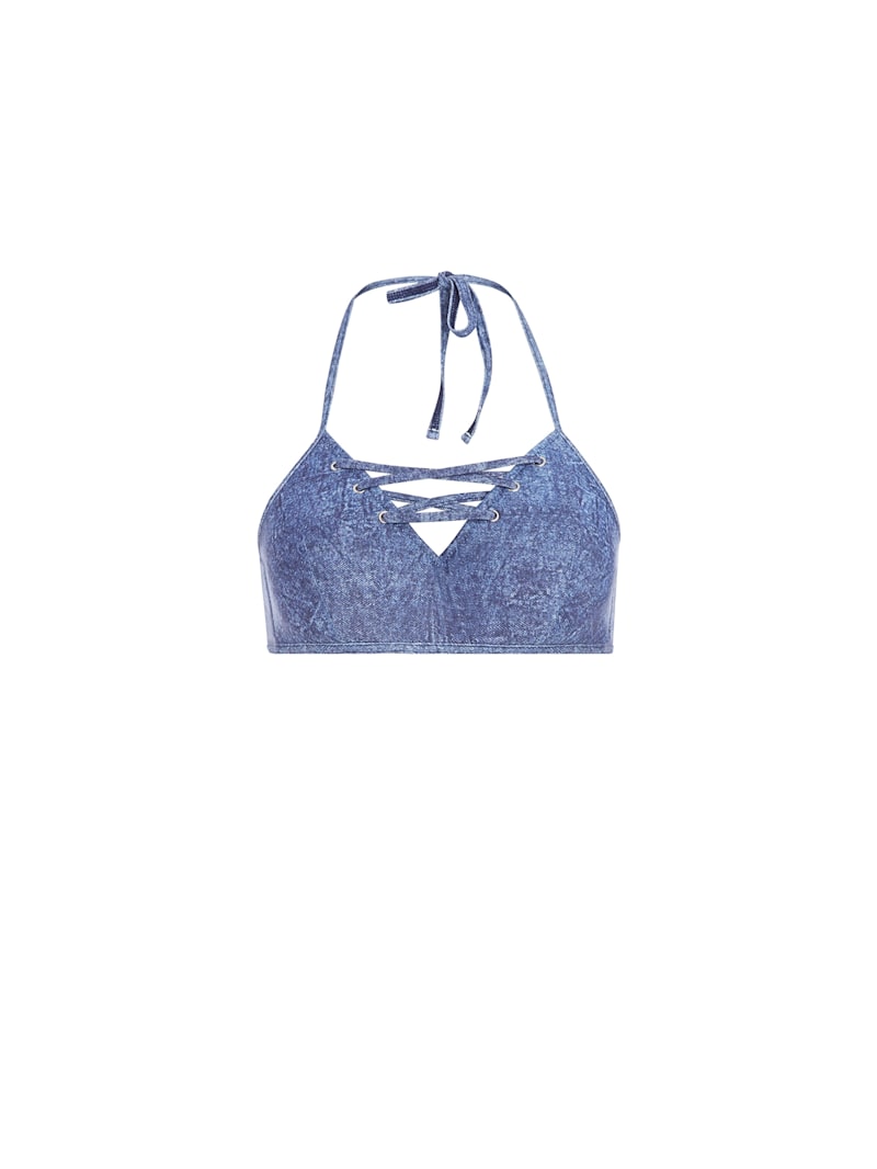 Denim Print Triangle Swim Top | GUESS