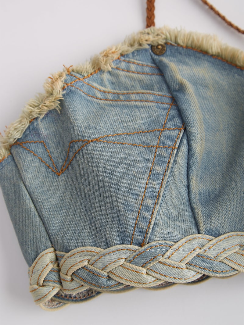 Denim Lace-Up Bra Top | GUESS