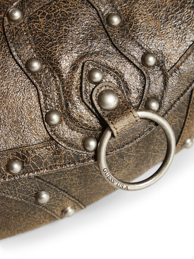 Cracked Leather Shoulder Bag | GUESS