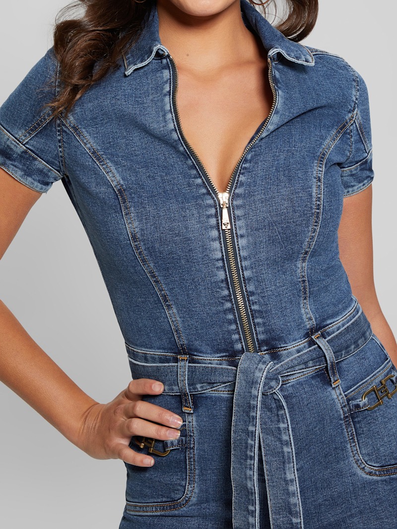 ECO Deana Belted Denim Romper デニム ロンパース Eco Deana Belted Denim Romper | GUESS