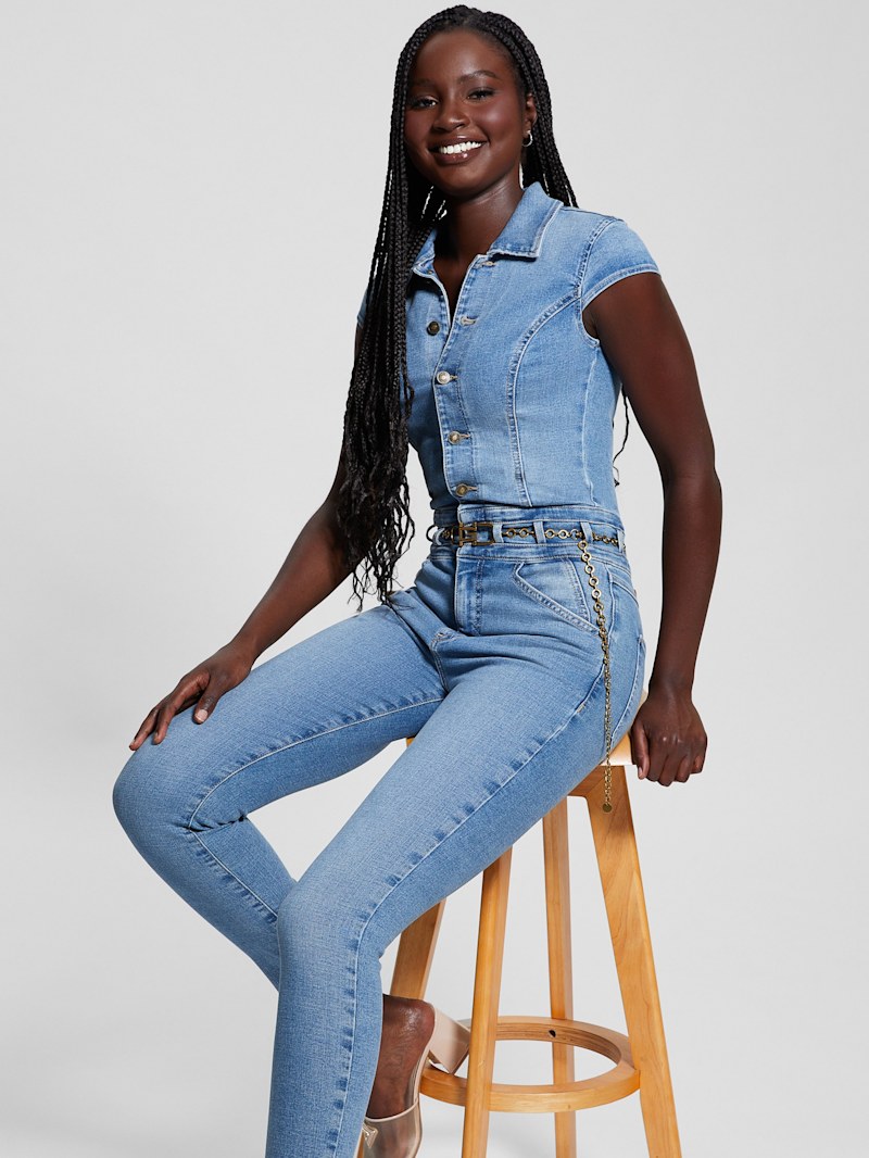 Eco Nova Belted Denim Jumpsuit | GUESS