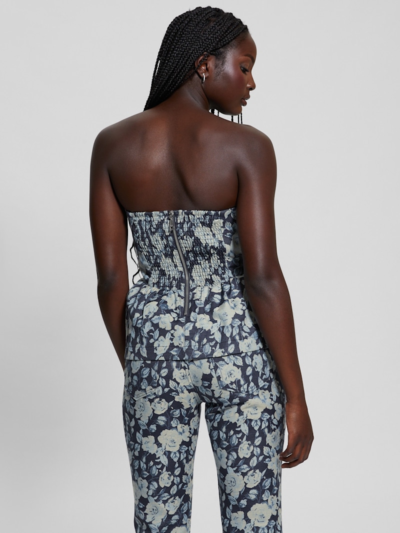 Margaux Floral Denim Corset | GUESS