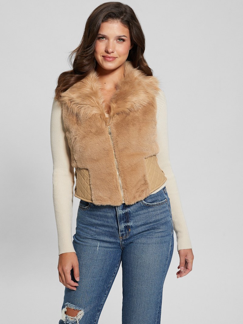 トップス DIANTE Premium eco fur vest Emma Faux-Fur Vest | GUESS