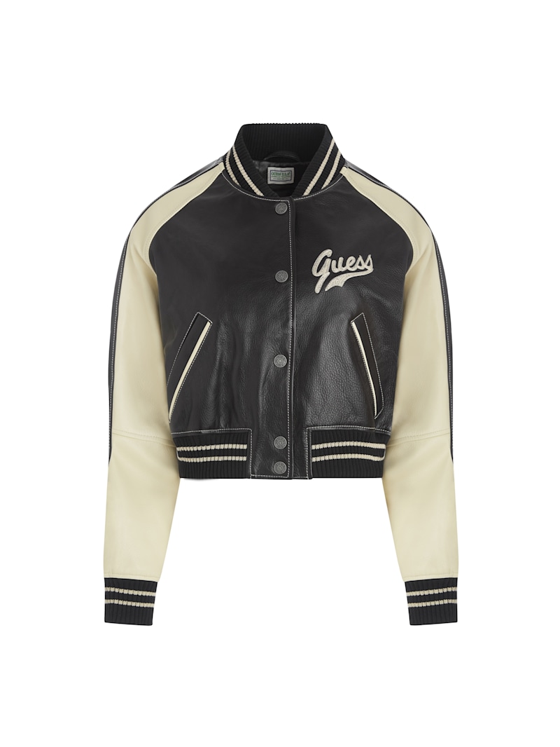leather varsity jacket | GUESS
