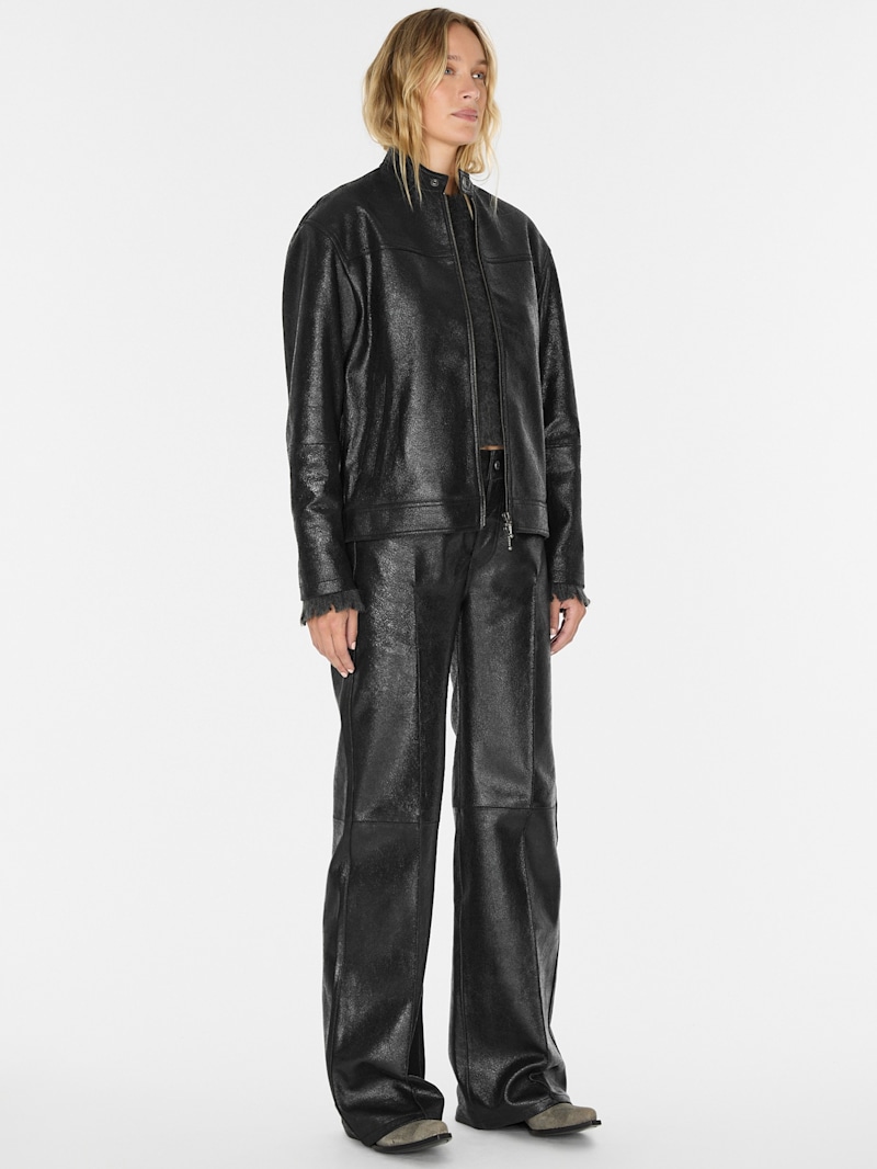 crackled leather moto jacket | GUESS