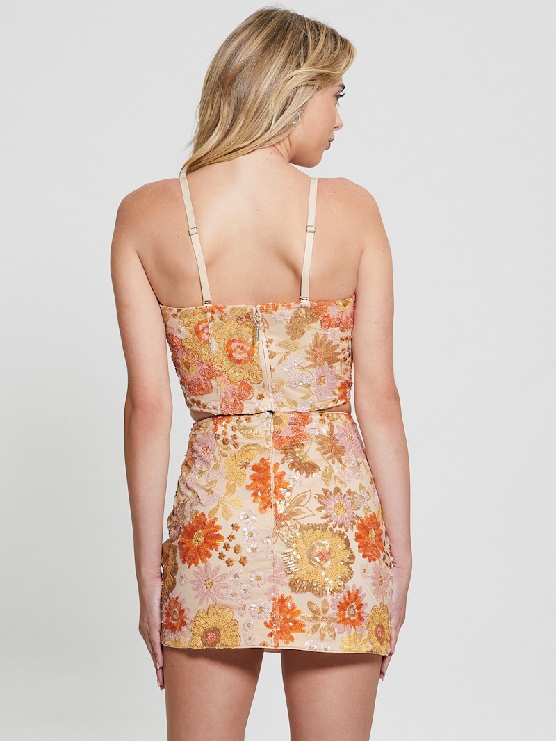 Fia Floral Sequin Bustier Top | GUESS
