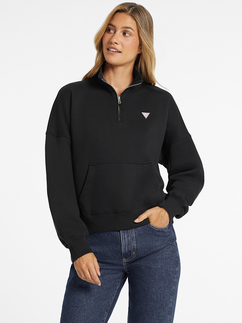 Oversized Mini Triangle Half-Zip Sweatshirt | GUESS Jeans