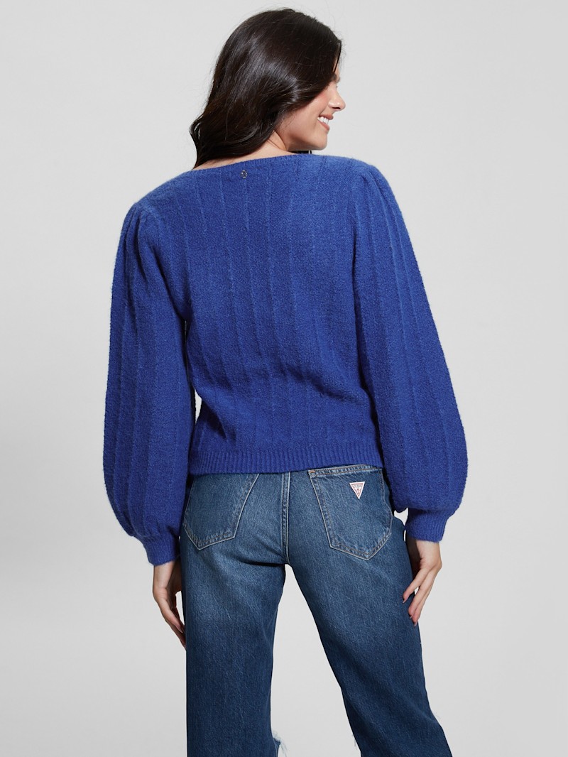 Madeline Textured V-Neck Sweater | GUESS