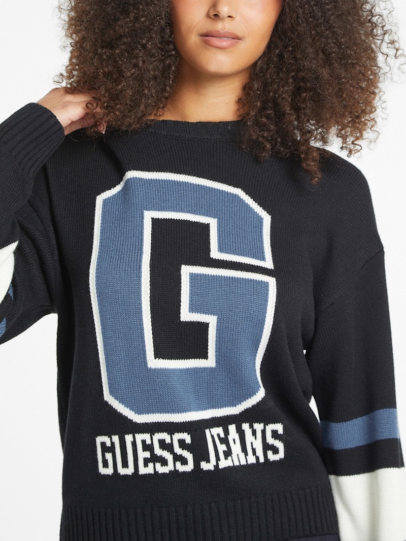 ゲス GUESS MIRIAM Triangle Logo Vn Ls Sweater （JBLK） ゲス GUESS MIRIAM Triangle Logo Vn Ls Sweater （JBLK