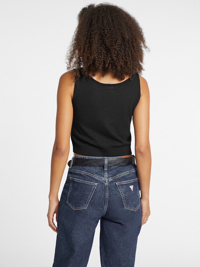 Silk and Wool-Blend Scoop Logo Sweater Tank | GUESS